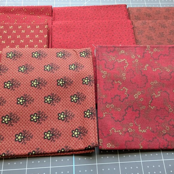 8 Fat Quarters from Marcus Fabrics - Shades of Dark Reds - Picture 3 of 5